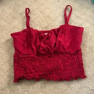 red dinner top cropped